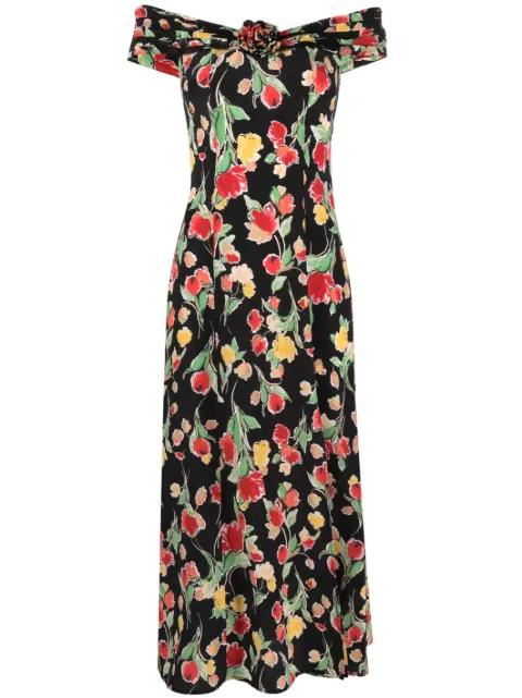 Rixo Freya bardot-neckline midi dress