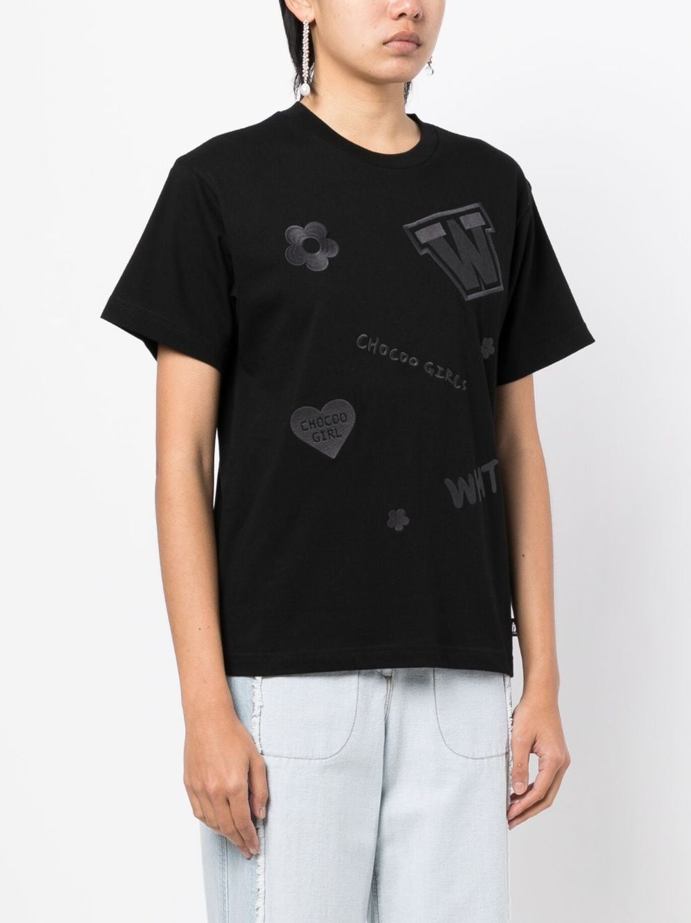 Shop Chocoolate Embroidered-slogan Cotton T-shirt In Schwarz