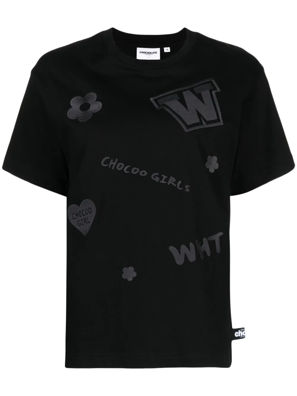 Chocoolate Embroidered-slogan Cotton T-shirt In Schwarz