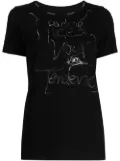 Yohji Yamamoto illustration-print logo-embroidered T-shirt - Black