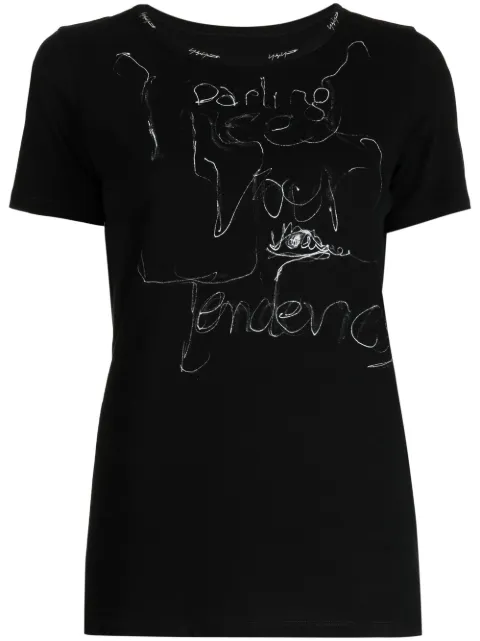 Yohji Yamamoto illustration-print logo-embroidered T-shirt