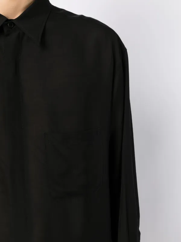 Yohji Yamamoto sheer-finish Long Shirt | Black | FARFETCH JO
