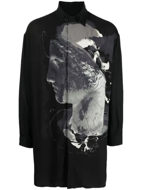 Yohji Yamamoto camisa manga larga con estampado gráfico