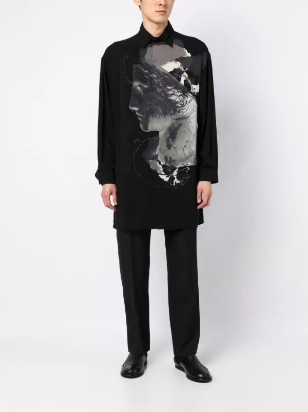 [ YohjiYamamoto] INKJET PRINTED LONG SLEEVE T-SHIRT★送料込 yohji yamamoto]INKJET PRINTED LONG SLEEVE T-SHIRT/BLACK(HJ