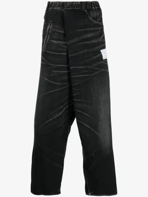 Maison MIHARA YASUHIRO off-centre whiskered wide-leg jeans