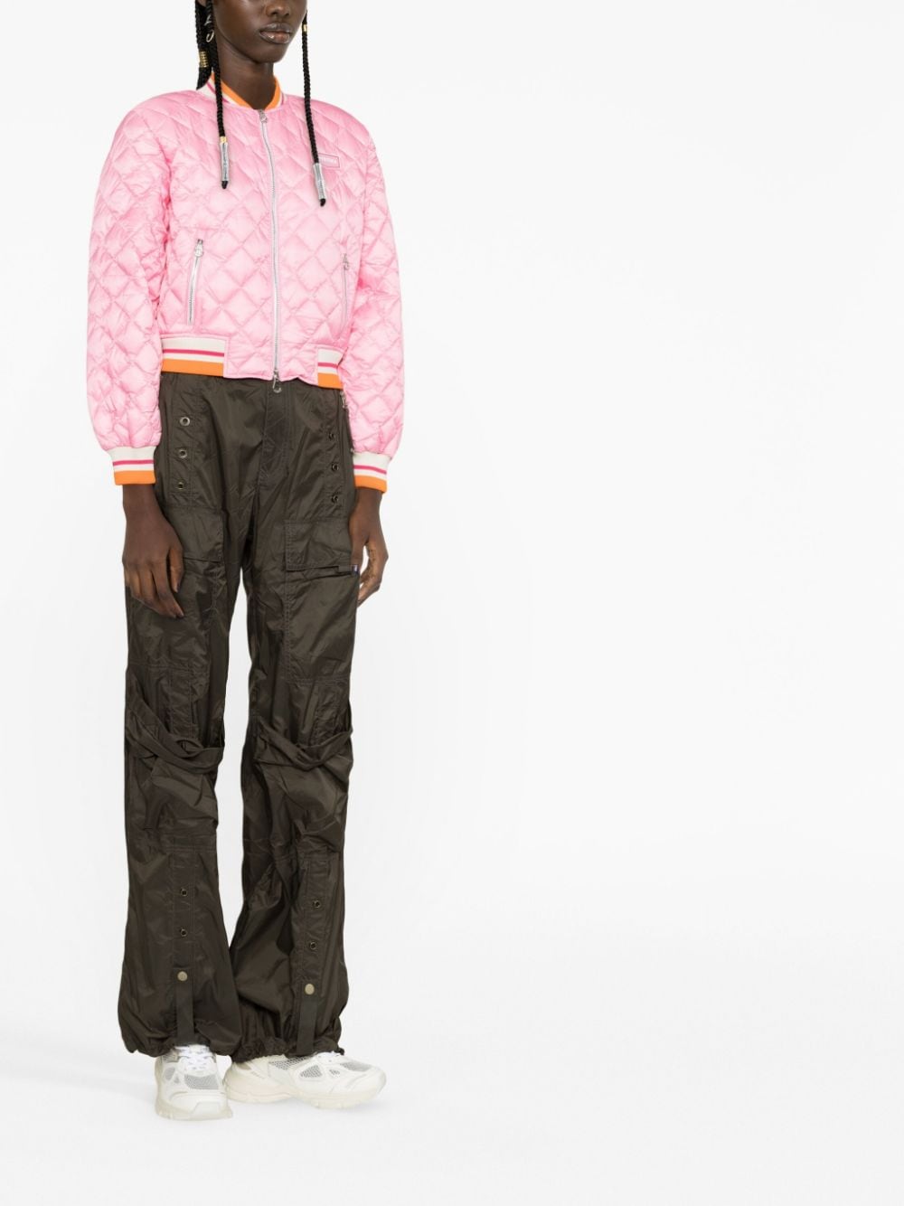 Shop Duvetica Diamond-quilted Bomber Jacket In Pink