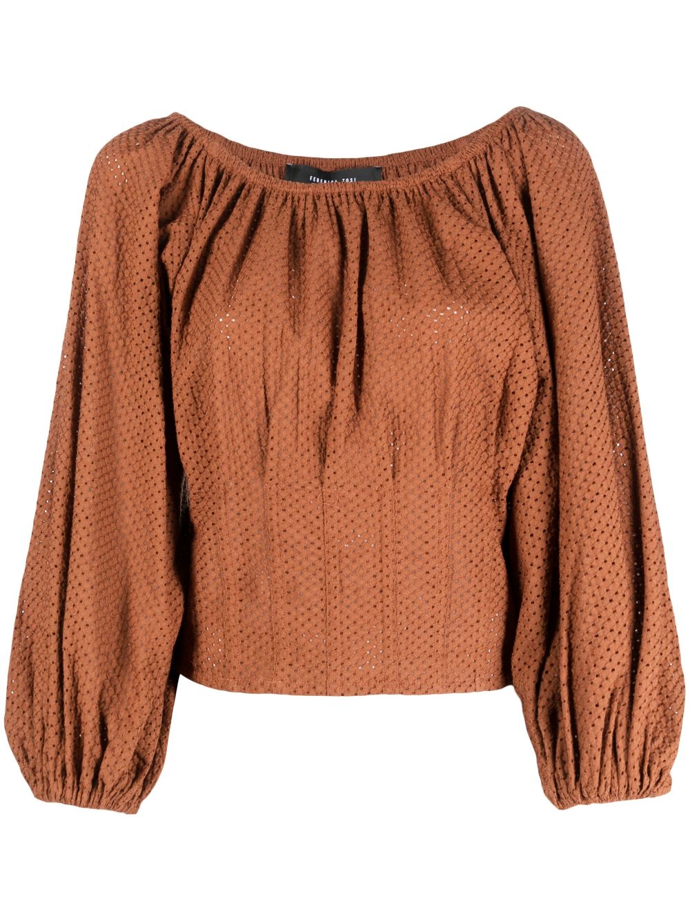 Shop Federica Tosi Off-shoulder Long-sleeved Blouse In Brown