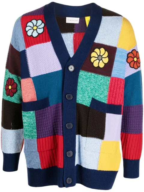 Moncler cárdigan de crochet con diseño de patchwork