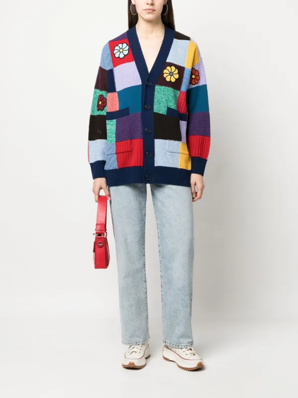 Moncler パッチワーク クロシェ カーディガン | ブルー Moncler パッチワーク クロシェ カーディガン | ブルー