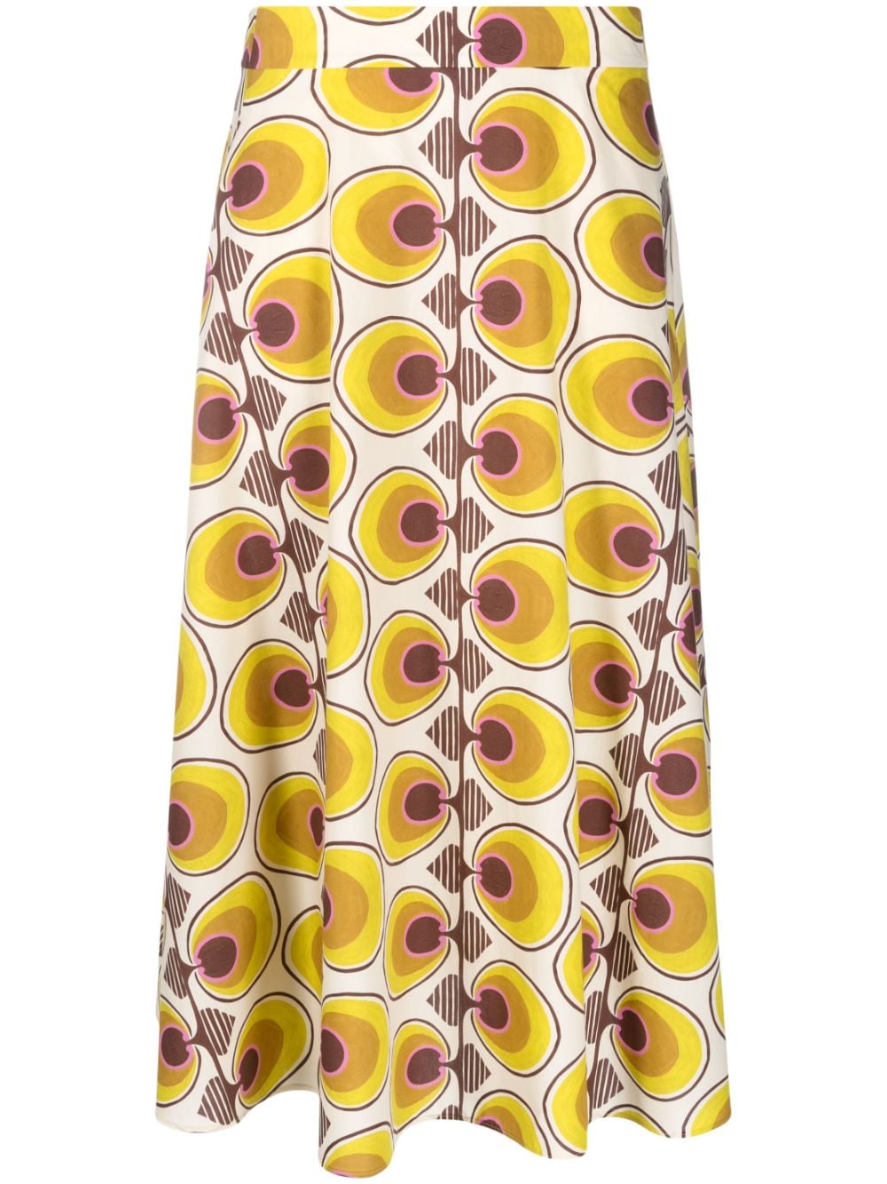 Luisa Cerano abstract-print A-line cotton skirt