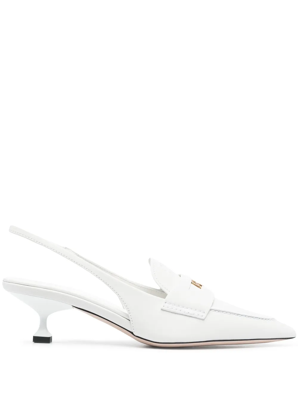 Miu Miu Leather Penny Loafers In Weiss