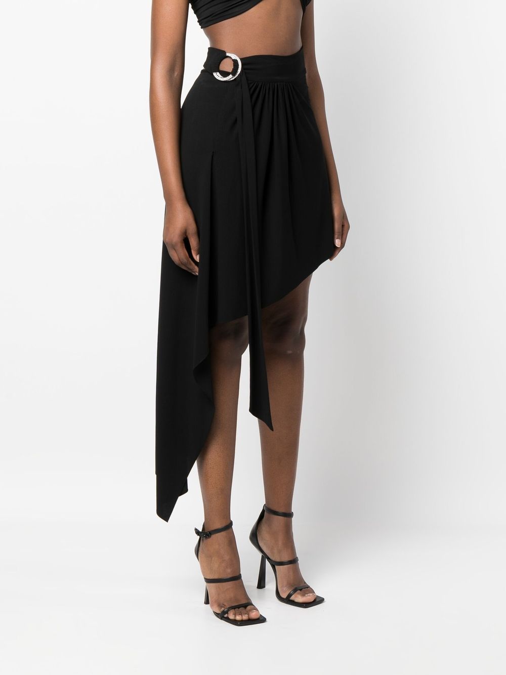 Shop Alexandre Vauthier Ring-detail Belted Asymmetric Skirt In Black