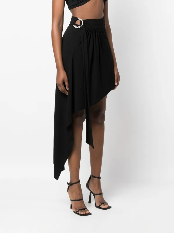 Alexandre Vauthier ring detail Belted Asymmetric Skirt Black FARFETCH AU
