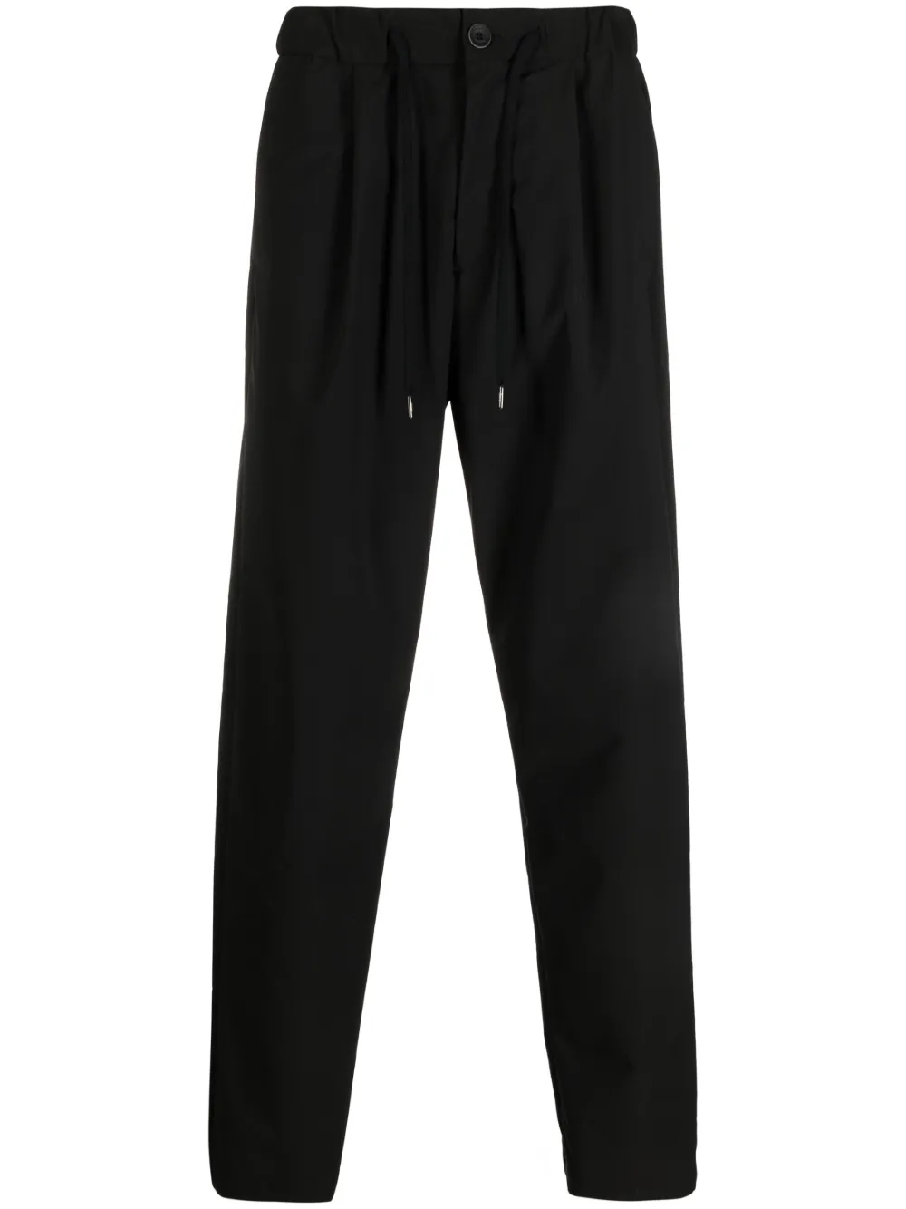 Herno Drawstring-waist Straight-leg Trousers In Black