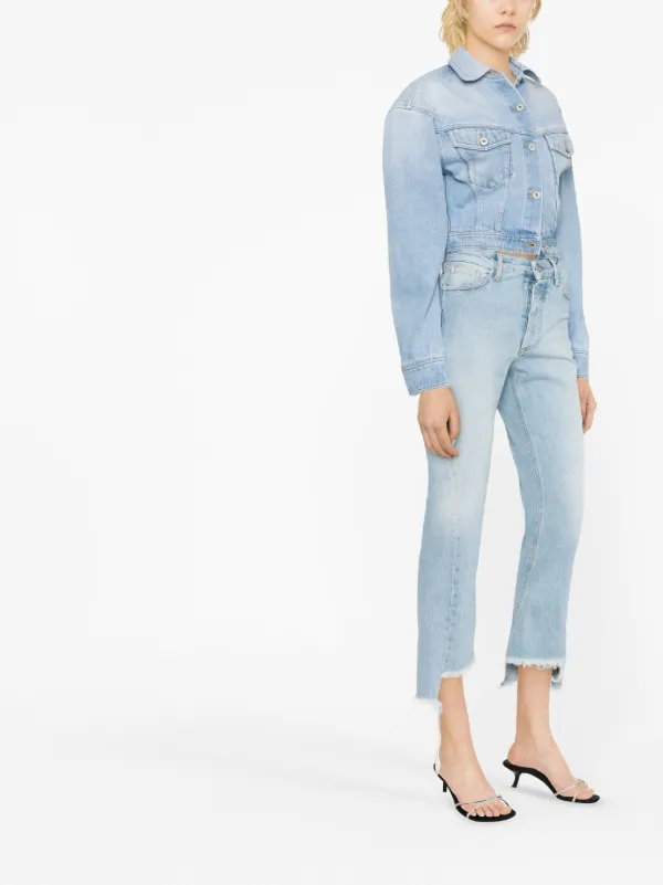 Off-White Cropped Denim Jacket Blue FARFETCH NO
