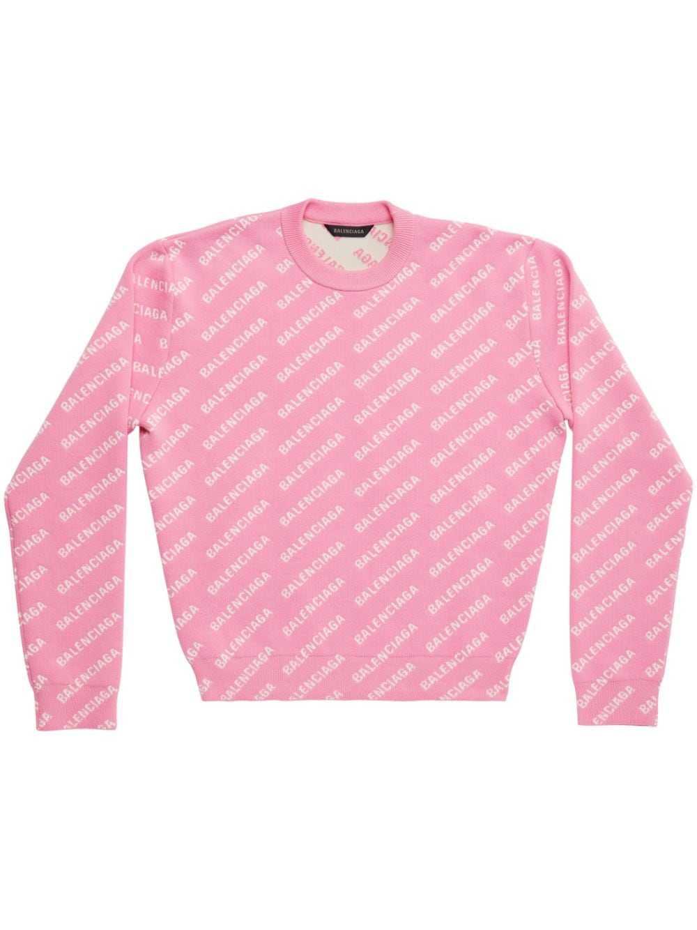 Balenciaga Kids' All-over Logo Print Sweatshirt In Pink