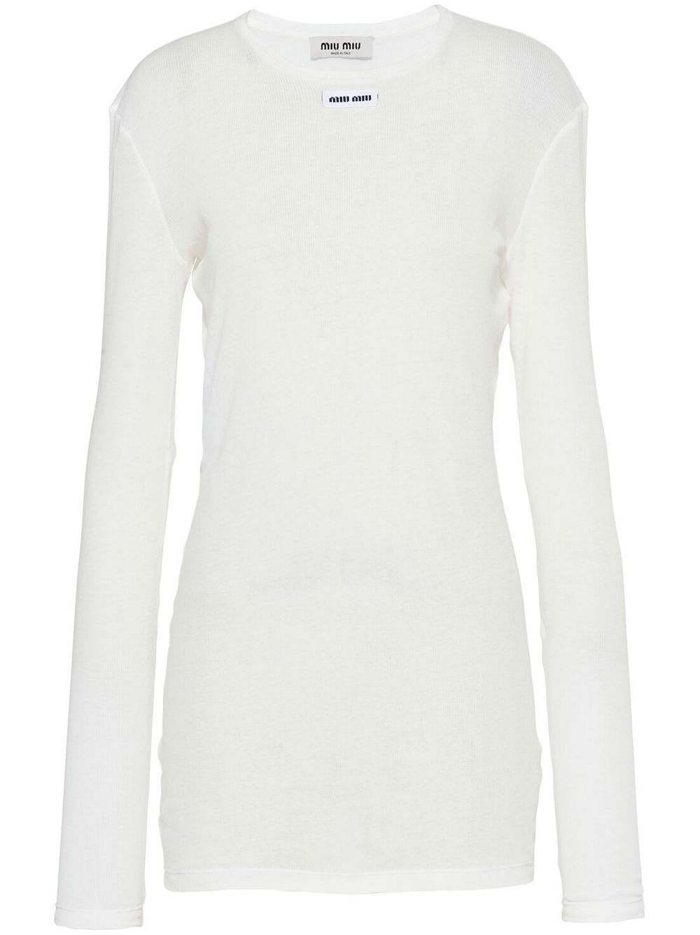 Miu Miu Ribbed Knit Jersey Dress In F0009 White