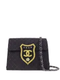CHANEL Pre-Owned 2005 emblem-patch denim shoulder bag - Black