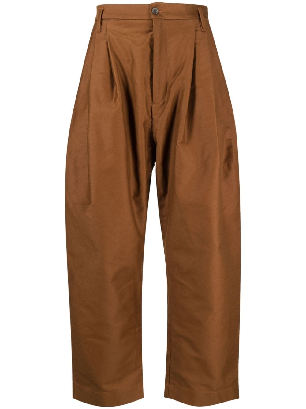 Hed Mayner Wide-leg Cotton Trousers In Braun