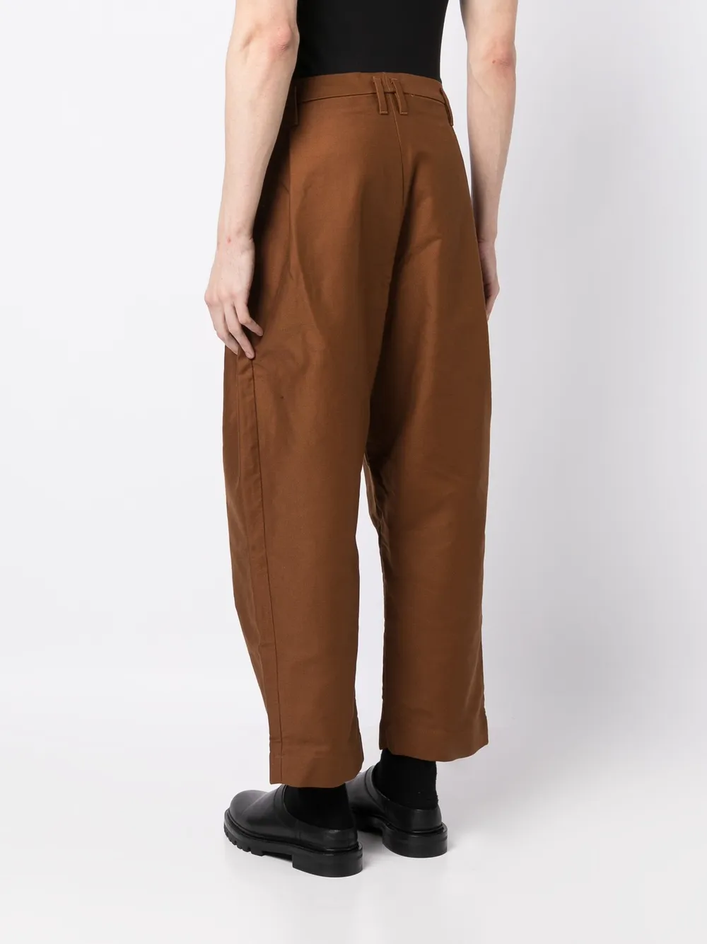 Shop Hed Mayner Wide-leg Cotton Trousers In Braun