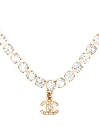 CHANEL Pre-Owned 1995 CC crystal-embellished Necklace - Farfetch