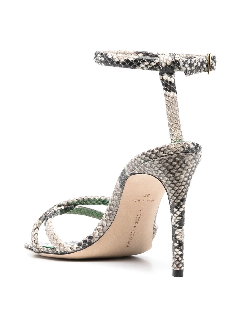 Shop Victoria Beckham 100mm Crocodile-print Sandals In Neutrals