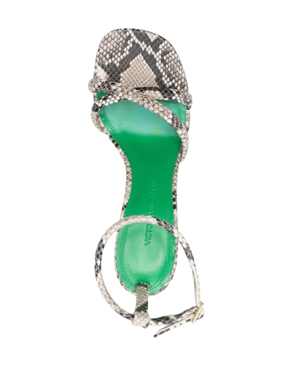 Shop Victoria Beckham 100mm Crocodile-print Sandals In Neutrals