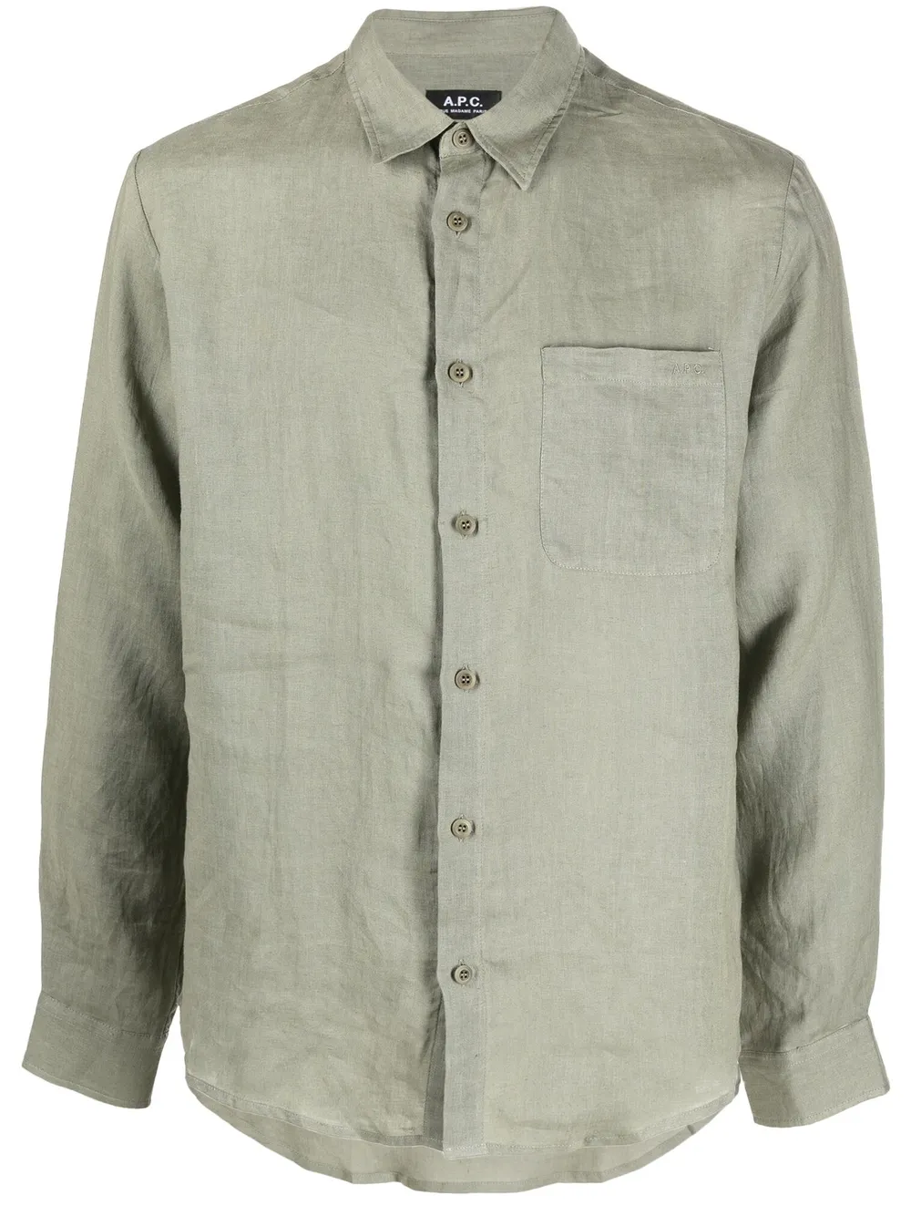 Apc Long-sleeved Linen Shirt In Grey