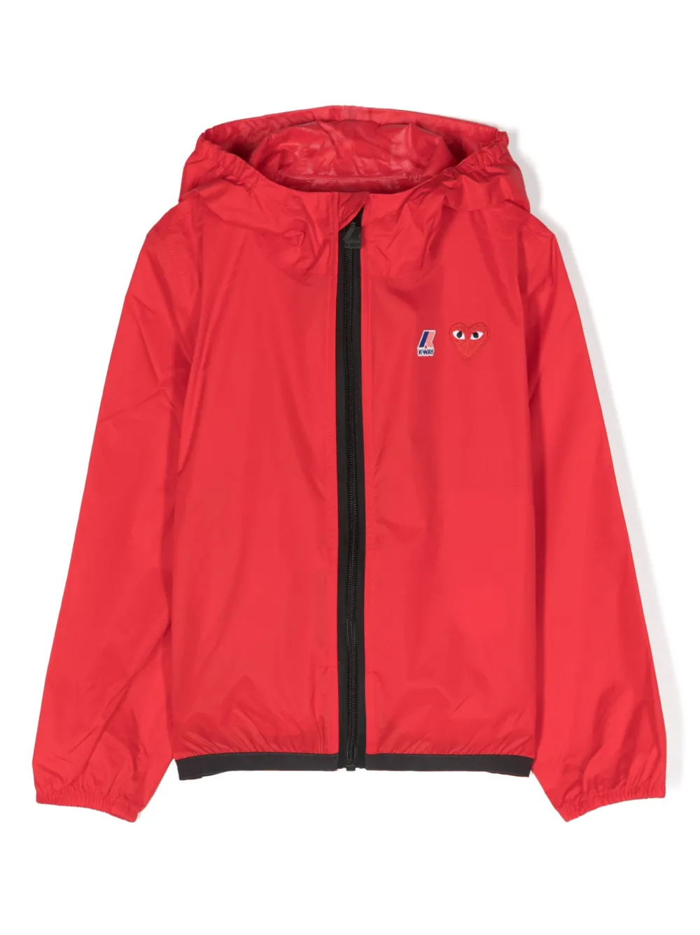 Comme Des Garçons Play Logo-patch Hooded Jacket In Red