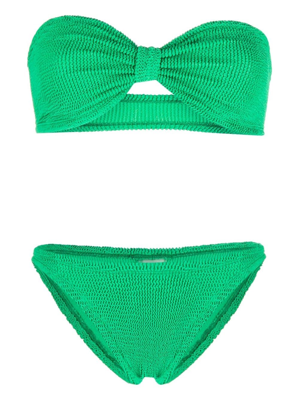 HUNZA G JEAN TEXTURED BANDEAU BIKINI