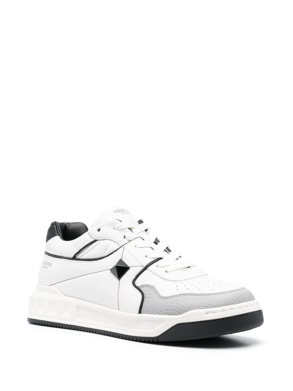 Shop Valentino One Stud Mid-top Sneakers In White