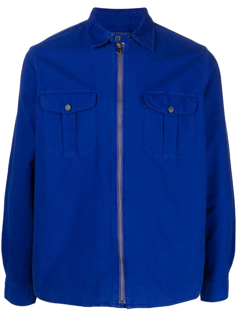Polo Ralph Lauren Zip-up Cotton Shirt In Blue