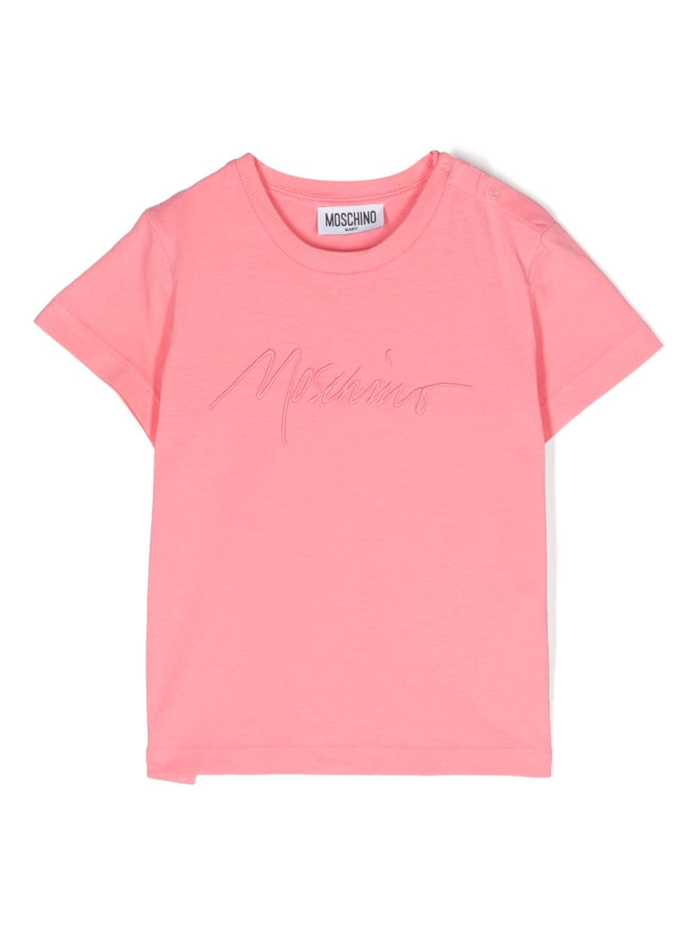 Moschino Kids logo embroidery T-shirt - Pink