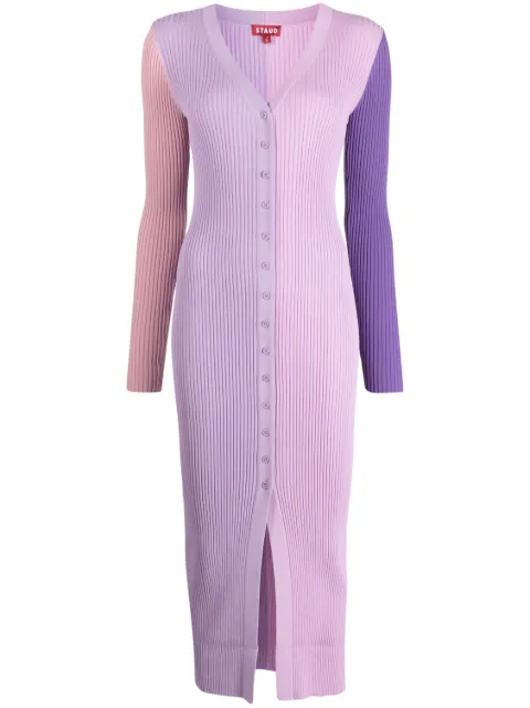 STAUD Shoko panelled knitted dress