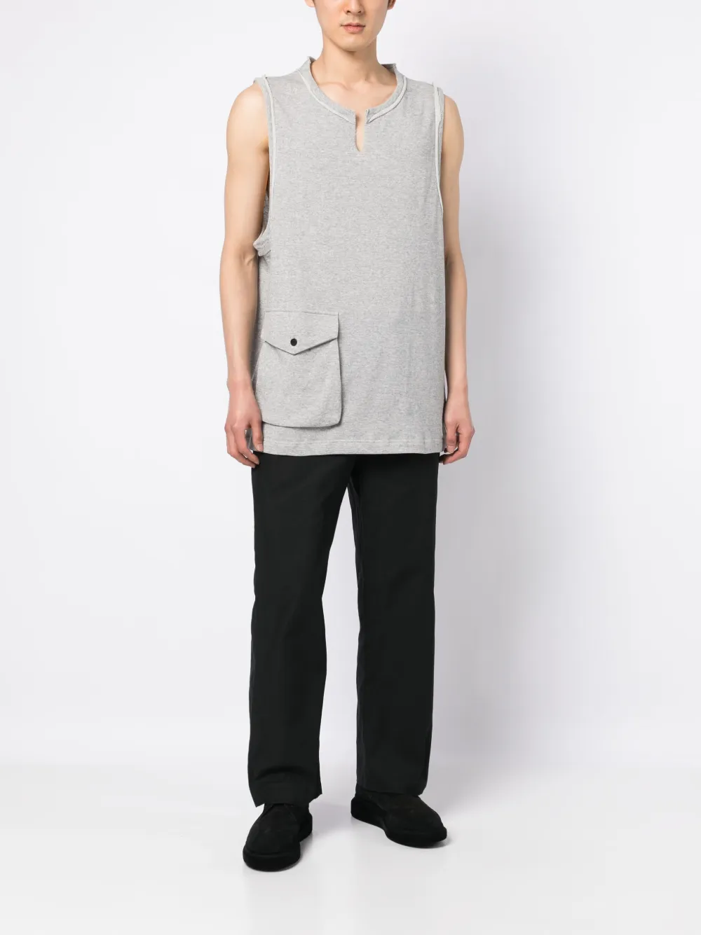 Yohji Yamamoto Tanktop met opgestikte zak - Grijs