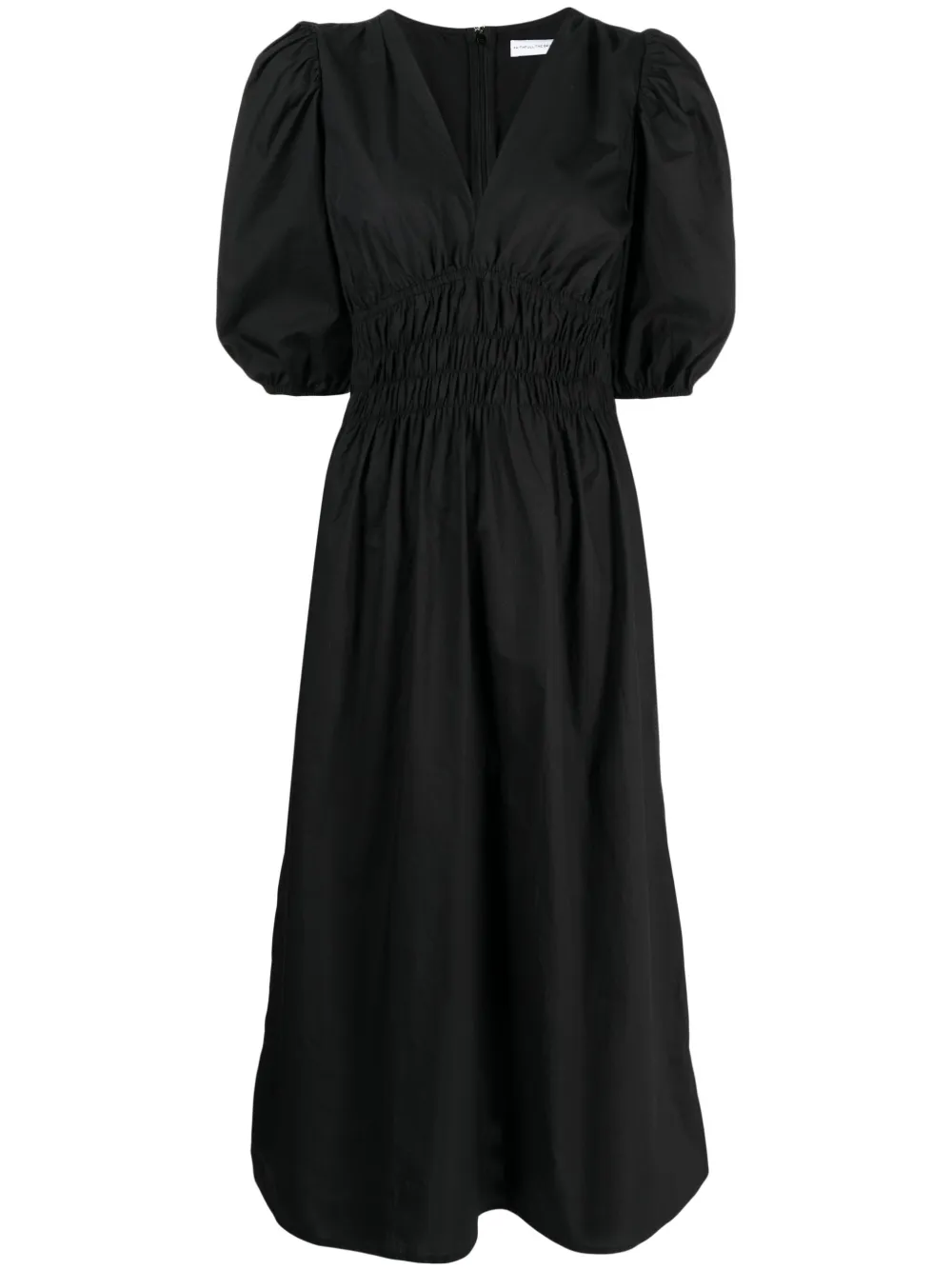 agnata midi dress Faithfull The Brand Agnata Shirred-effect Midi Dress In Black