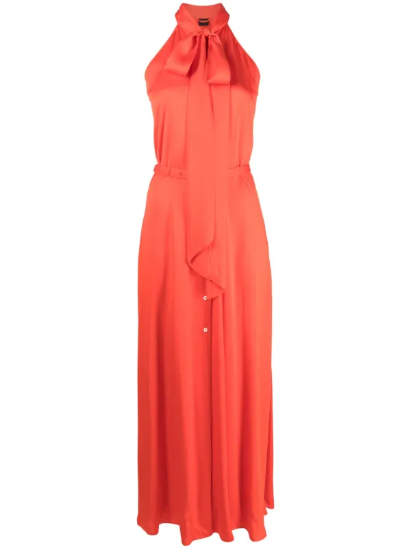 ASPESI V-neck Sleeveless Shirt Dress in Orange