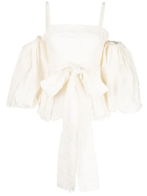Erdem detachable-sleeves floral-embroidery top