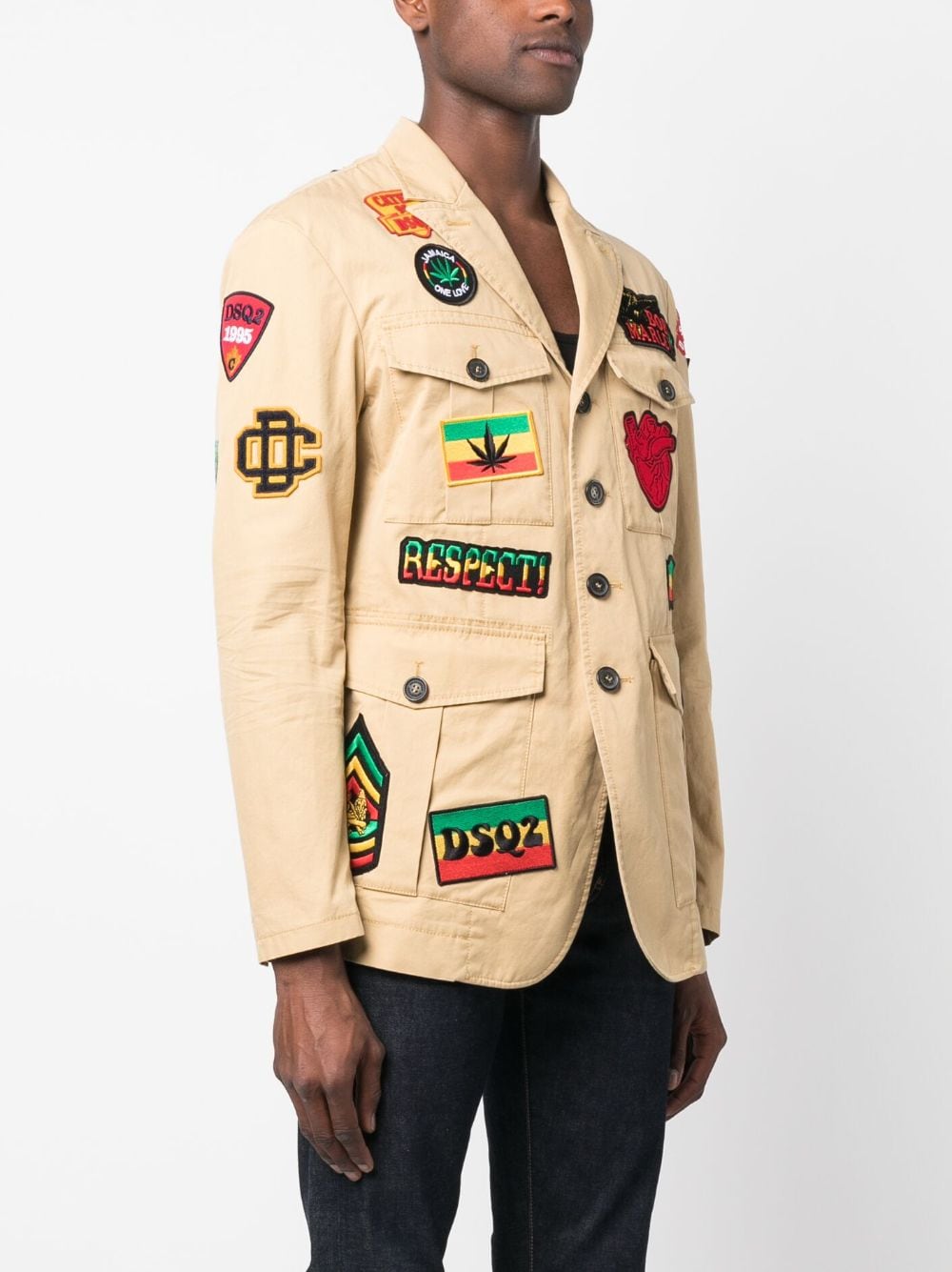 Shop Dsquared2 Logo-patch Jacket In Neutrals