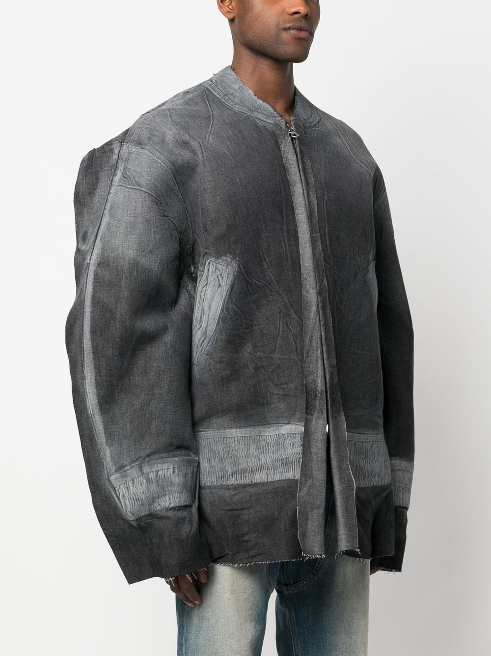 Shop Diesel Oversized Denim Jacket In Grey