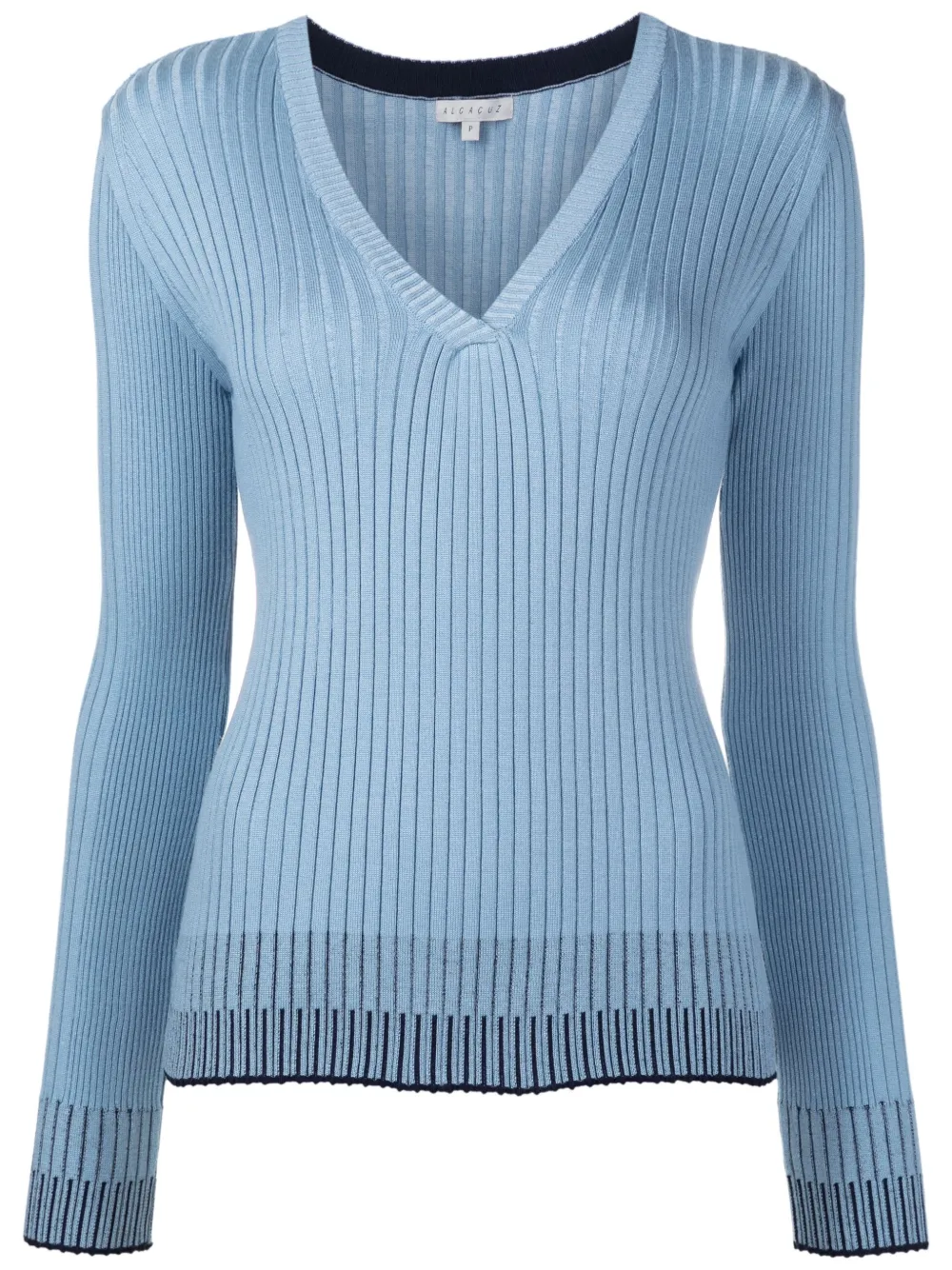 Alcaçuz Ribbed V-neck Jumper In Blue