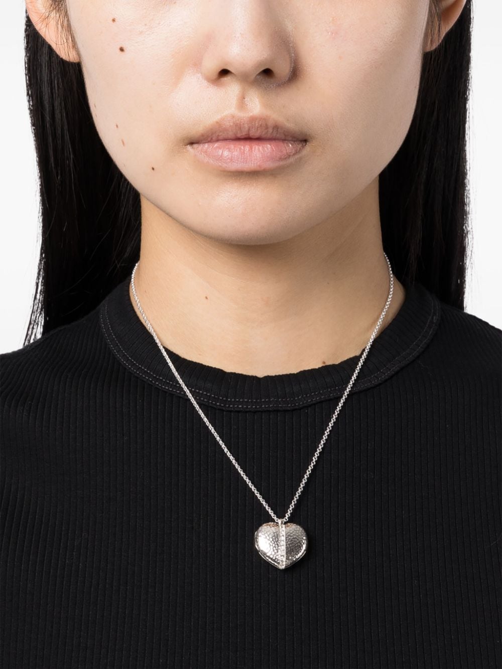 Shop Dower & Hall Heart Lumiere Locket Necklace In Silver
