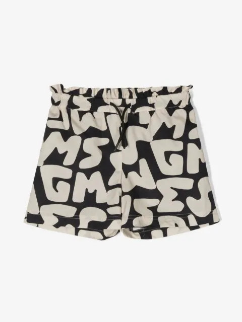 MSGM Kids all-over logo print shorts