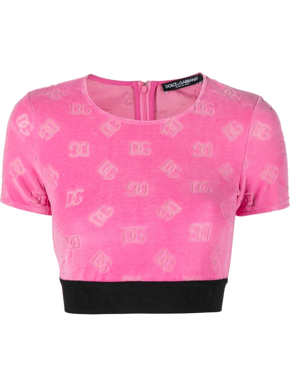 Dolce Gabbana Cropped Logo Jacquard Top Pink Farfetch