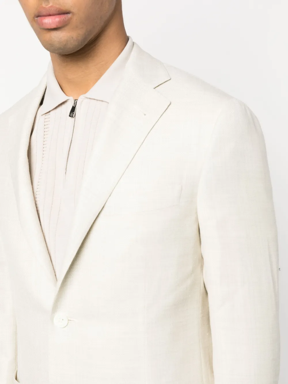 Corneliani Single-breasted Wool-blend Blazer In Nude