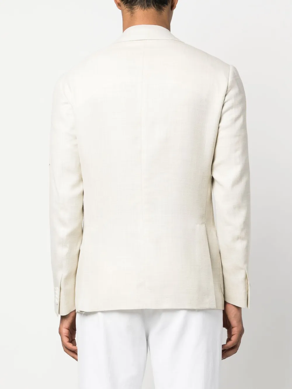 Corneliani Single-breasted Wool-blend Blazer In Nude