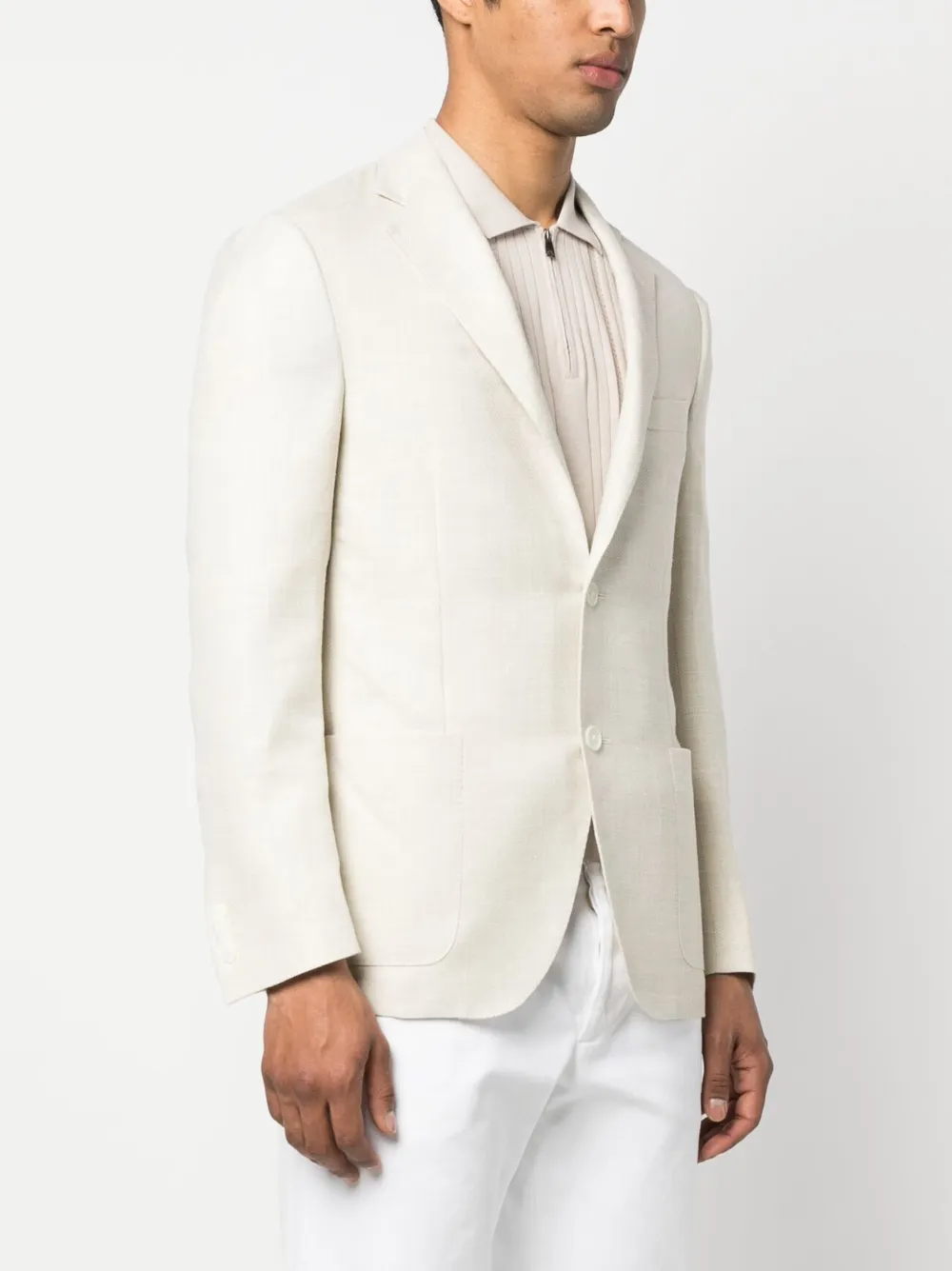 Corneliani Single-breasted Wool-blend Blazer In Nude