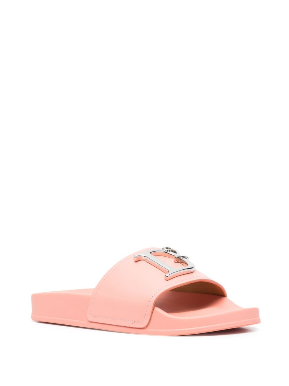 Shop Dsquared2 Logo-plaque Open-toe Slides In Pink