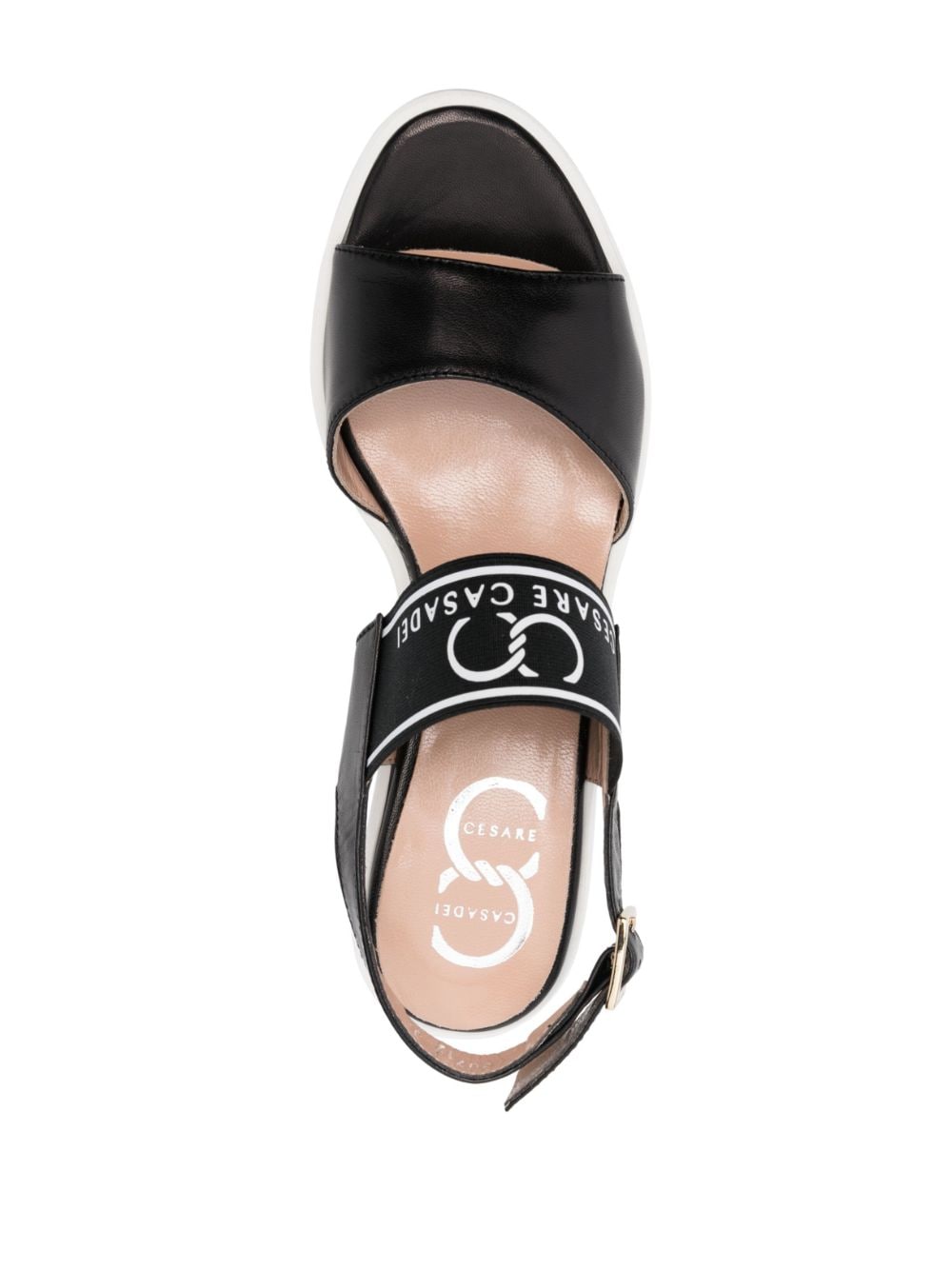 Shop Casadei Logo-print Wedge Sandals In Black