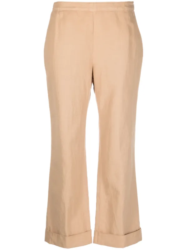 ASPESI Cropped Flared Trousers in Neutrals